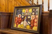 1950s U.K Horse Show Rosettes Framed, 30 inch x 24 approx.