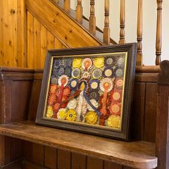 1950s U.K Horse Show Rosettes Framed, 30 inch x 24 approx.