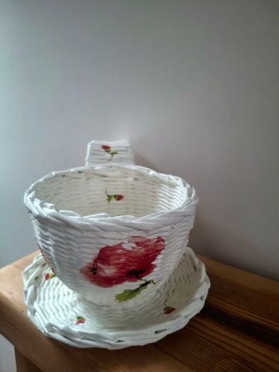 Handmade newspaper basket.