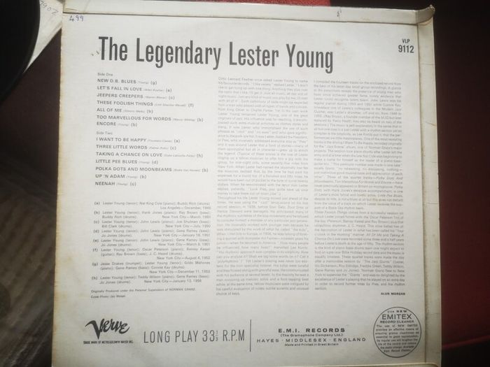 Lester Young - The Legendary UK Verve Mono LP
