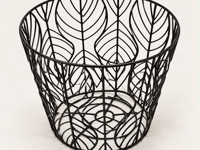Black Metal Leaf- Design storage Basket