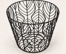 Black Metal Leaf- Design storage Basket