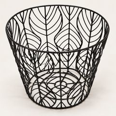 Black Metal Leaf- Design storage Basket