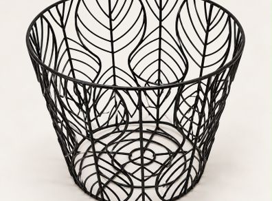 Black Metal Leaf- Design storage Basket