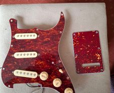 Squier strat loaded pickguard and backplate with screws