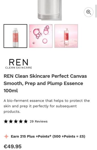 REN Clean Skincare Perfect Canvas Smooth, Prep and Plump Essence 100ml