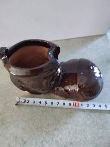 Lovely brown glassed pottery boot.