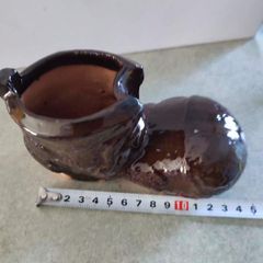 Lovely brown glassed pottery boot.