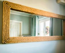 Mirror. Large Decorative rope mirror. Nautical / vintage style. Hand made