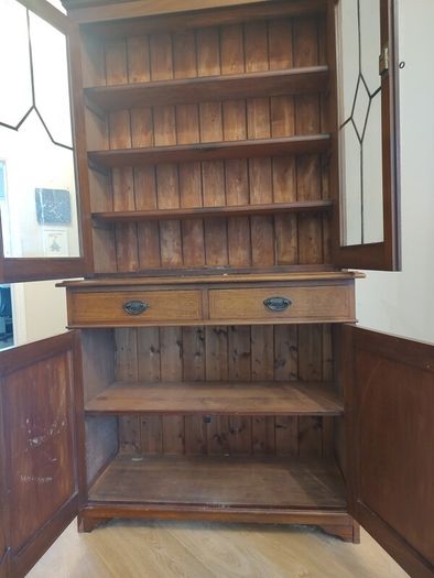 Early to mid 20th century Irish inlaid mahogany Glazed cabinet / bookcase