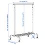 IKEA RIGGA Clothes Rail / Clothes Rack - White, Height Adjustable, Wheels Image 2