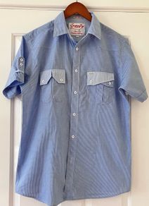 Size XL Slim Fit, Blue Short Sleeve Shirt by Superfly