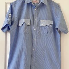 Size XL Slim Fit, Blue Short Sleeve Shirt by Superfly