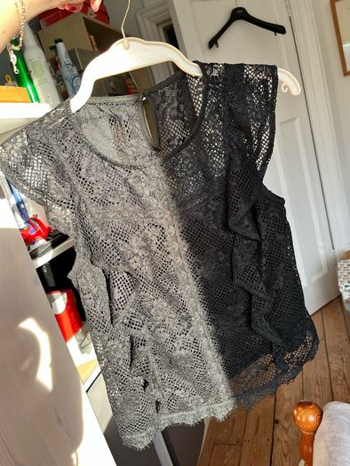 Guess Black Lace Ruffled Top Size S UK 6