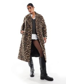 Stradivarius oversize leopard print longline coat