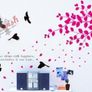 Wonderful  Fallen Pink Leaves Tree and Birds Removable Wall Stickers DIY Mural Decals Image 2