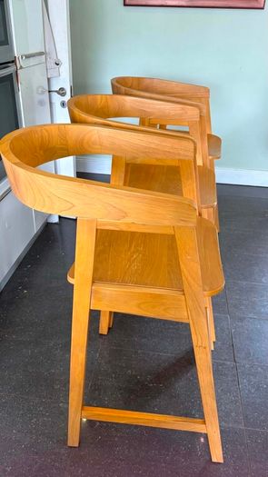 3 solid wood bar stools.