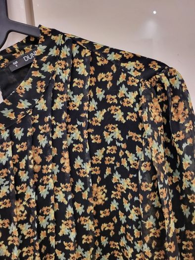Black and Green Floral Blouse