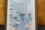 2 Artwork/Street Scene, Figures and Flower Stalls at 24.00euro Each