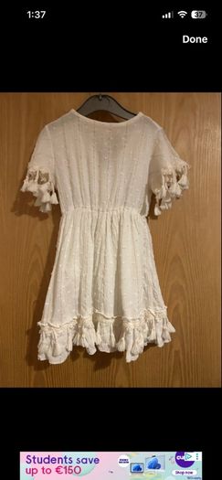 Girls cream tassel dress