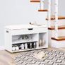 Shoe bench with seat cushion, 3 compartments chest, bench for shoe storage with seat, 2 steps, hall furniture, white maximum load capacity 150 kg Image 2