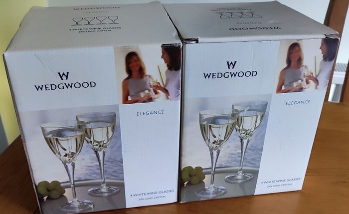 4 Wedgwood Crystal White wine Glasses