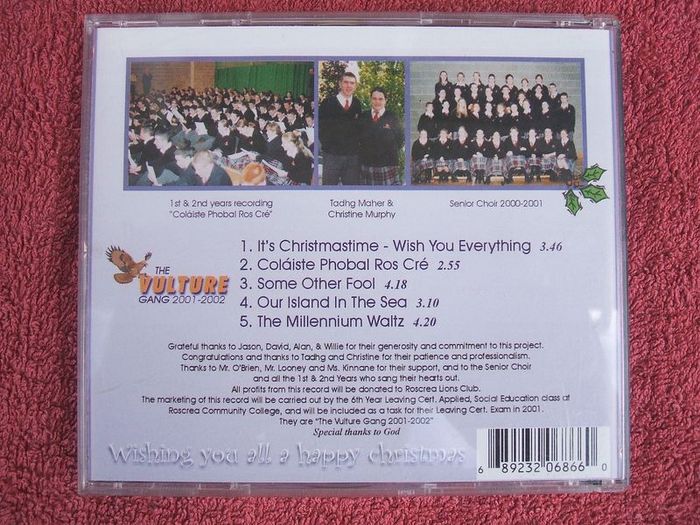 Music CD by the ROSCREA COMMUNITY COLLEGE - It's Christmastime, Wish you Everything - sung by the student's Leaving Certificate Senior Choir (2001)