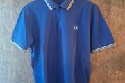 Fred Perry Men's M Twin Tipped Polo Royal Blue Yellow Stripe