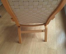Fabric and wood lounge chairs