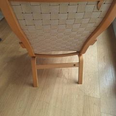 Fabric and wood lounge chairs