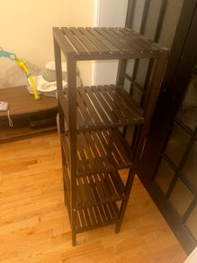 brown book shelf