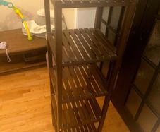 brown book shelf