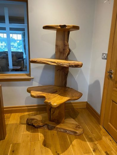 wooden table and lamp set