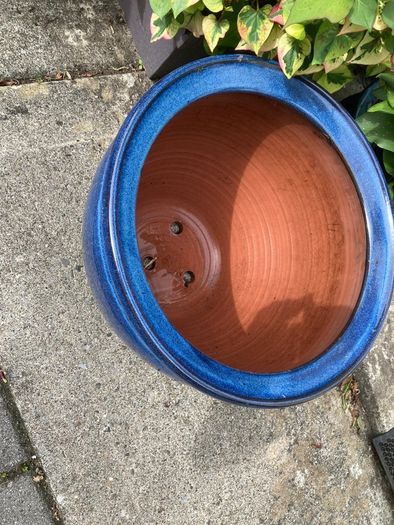 Large Pale Blue Glazed Ceramic Garden Planter