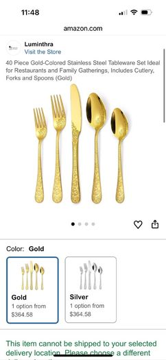 New Gold cutleru 5 pc x 10 sets Dining knife Fork Spoon Dessert spoon Salad fork