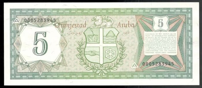 Aruba, 1986, 5 Florin, P-1, Gem Crisp Unc!