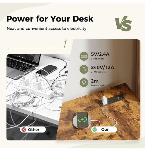 Small L Shaped Desk with Power Outlets,100 cm L Computer Corner Desk