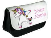 Personalised Girls Unicorn Dabbing Pencil Case Make Up Bag School Kids Custom