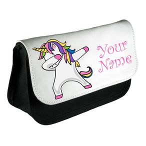 Personalised Girls Unicorn Dabbing Pencil Case Make Up Bag School Kids Custom