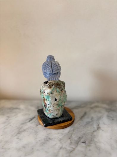 Hand-Carved Blue & Yellow Gemstone Blue Tit