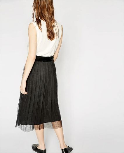 The Kooples Dotted Tulle Midi Skirt