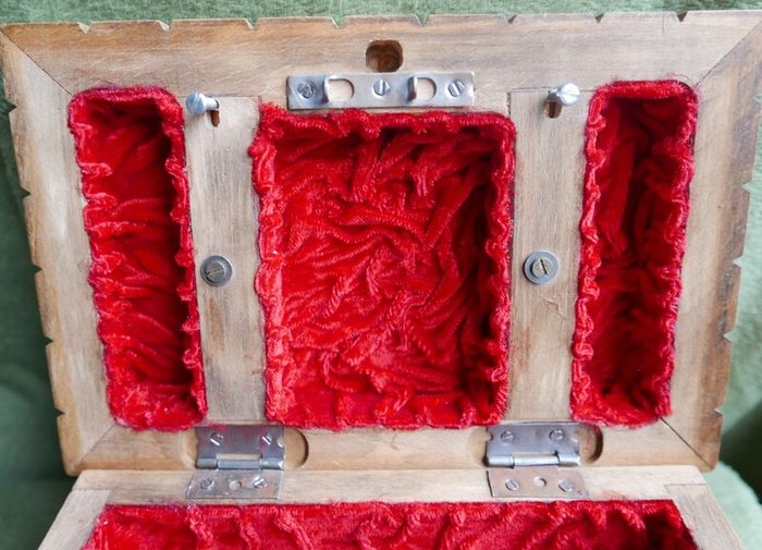 Vintage Personalized secret locking jewelry box . Large wooden puzzle box . Locking watch box
