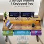 Standing Desk with Keyboard Tray & Storage Drawers, 120cm Height Adjustable Desk with Monitor Stand, LED Lights, Power Outlet and USB Ports for Home Office, Rustic Brown Image 3