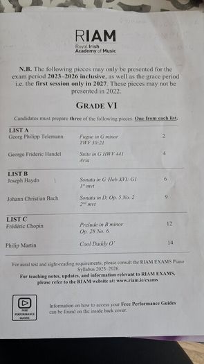piano exam books RIAM