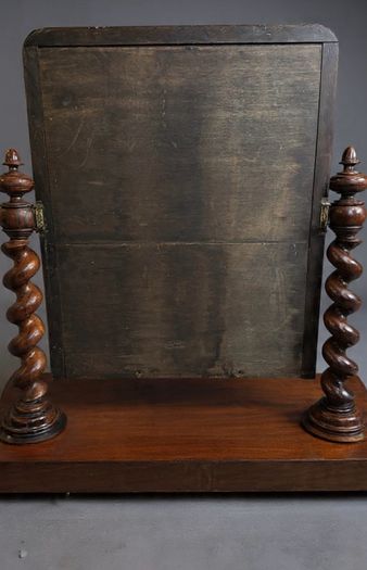 Antique Victorian Flamed Mahogany Barley Twist Dressing Table Mirror