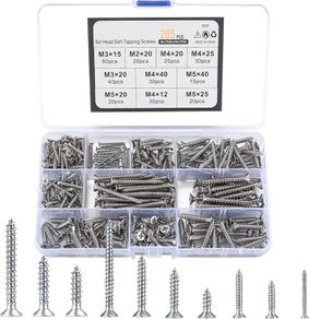 NEW SALE | 285 Pcs Self Tapping Screws Assortment Set, M2/M3/M4/M5 Stainless Steel Self Drilling Wood Screws