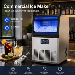 Commercial Ice Maker Machine 36kg 24 Hour Stainless Steel Ice Machine with 6kg
