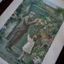 Antique edwardian mirror & pair of pictures Image 5
