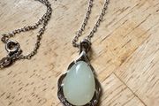 Silver necklace and pendant with Hetian Jade pendant