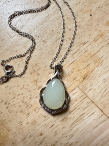 Silver necklace and pendant with Hetian Jade pendant
